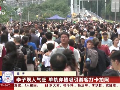 重庆：李子坝人气旺 单轨穿楼吸引游客打卡拍照