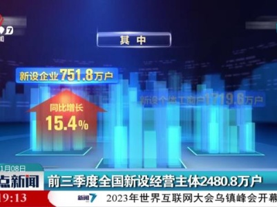 前三季度全国新设经营主体2480.8万户