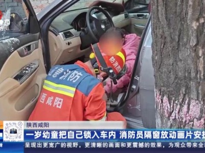 陕西咸阳：一岁幼童把自己锁入车内 消防员隔窗放动画片安抚