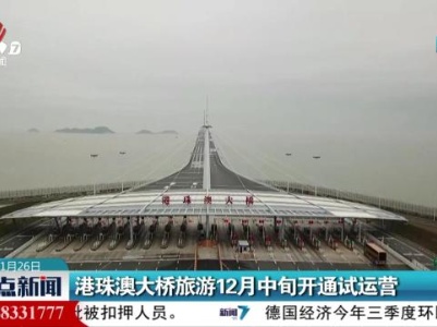 港珠澳大桥旅游12月中旬开通试运营