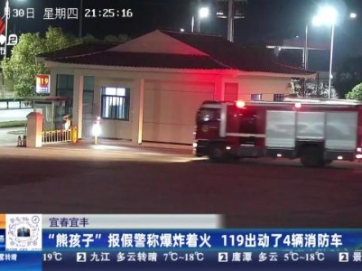 宜春宜丰：“熊孩子”报假警称爆炸着火 119出动了4辆消防车