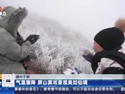 赣州于都：气温骤降 屏山雾凇景观美如仙境