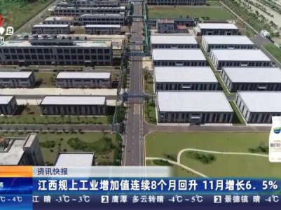 江西规上工业增加值连续8个月回升 11月增长6.5%