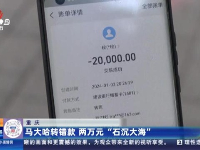 重庆：马大哈转错款 两万元“石沉大海”