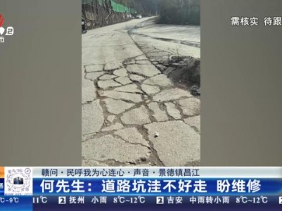 【赣问·民呼我为心连心·声音·景德镇昌江】何先生：道路坑洼不好走 盼维修