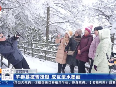 吉安安福：羊狮慕披雪挂银 成巨型水墨画