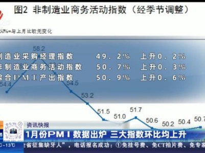 1月份PMI数据出炉 三大指数环比均上升