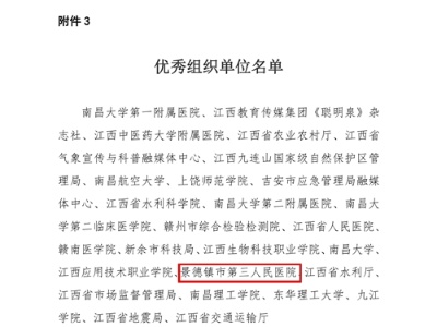 【喜讯】景德镇市第三人民医院荣获“2023年江西省科普微视频大赛优秀组织单位”荣誉称号