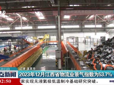 2023年12月江西省物流业景气指数为53.7%