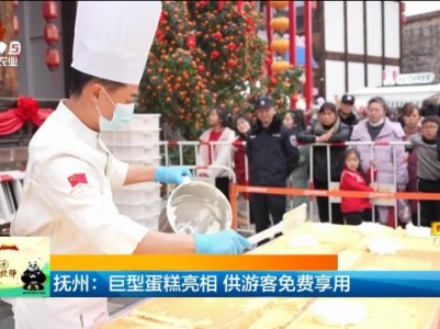 抚州：巨型蛋糕亮相 供游客免费享用