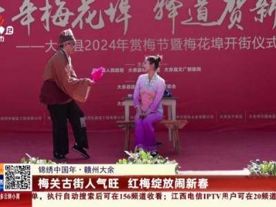 【锦绣中国年】赣州大余：梅关古街人气旺 红梅绽放闹新春
