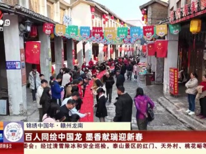 【锦绣中国年】赣州龙南：百人同绘中国龙 墨香献瑞迎新春