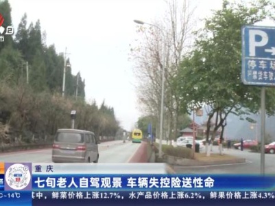 重庆：七旬老人自驾观景 车辆失控险送性命