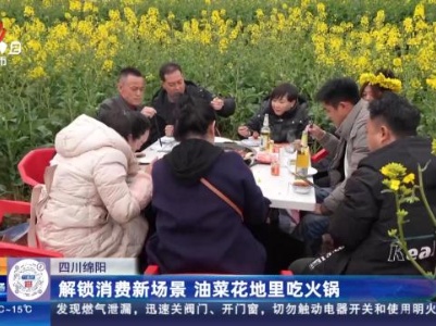 四川绵阳：解锁消费新场景 油菜花地里吃火锅
