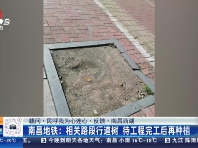 【赣问·民呼我为心连心·反馈·南昌西湖】南昌地铁：相关路段行道树 待工程完工后再种植