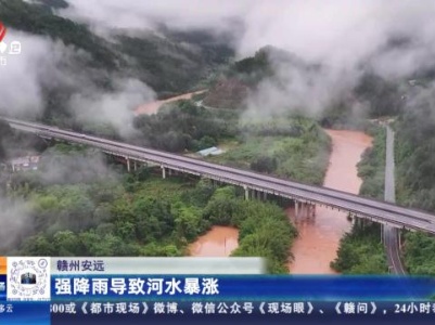赣州安远：强降雨导致河水暴涨