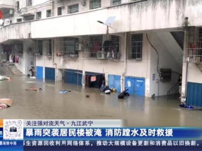 【关注强对流天气】九江武宁：暴雨突袭居民楼被淹 消防蹚水及时救援