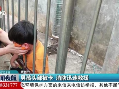 男孩头部被卡 消防迅速救援