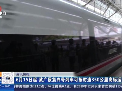 6月15日起 武广段复兴号列车可按时速350公里高标运行