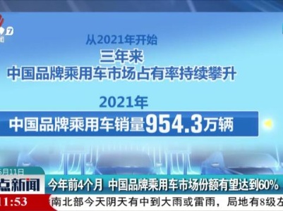 今年前4个月 中国品牌乘用车市场份额有望达到60%