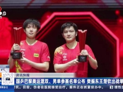 国乒巴黎奥运混双、男单参赛名单公布 樊振东王楚钦出战单打