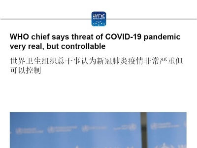 WHO chief says threat of COVID-19 pandemic very real, but controllable