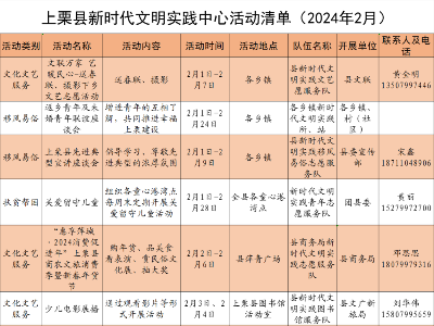上栗縣2月份新時代文明實踐志愿服務活動清單來啦~ 