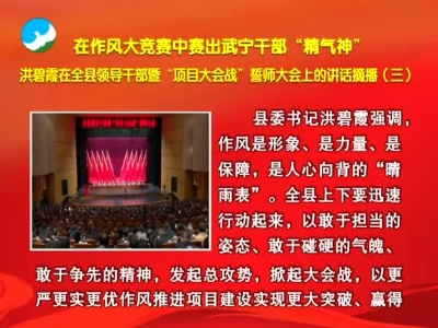 武宁县委书记洪碧霞在全县领导干部暨“项目大会战”誓师大会上的讲话摘登（三）.mpeg