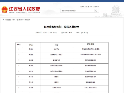 最新！江西省省级河湖长名单