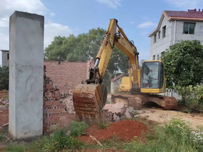 塘洲镇对一处乱占耕地建房进行强制拆除