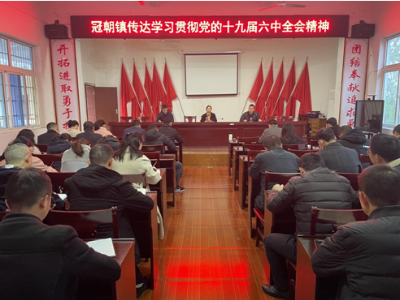 冠朝镇传达学习贯彻党的十九届六中全会精神 