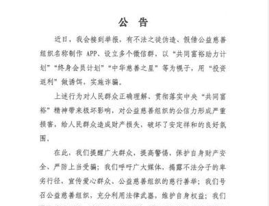 中国慈善联合会提醒公众：谨防以慈善之名的诈骗活动