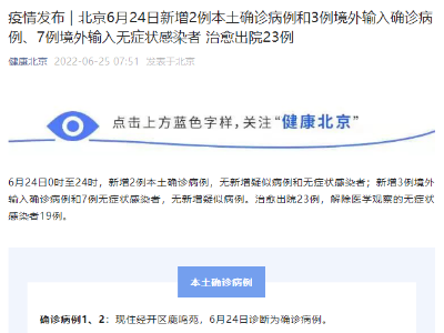 北京昨日新增本土确诊病例2例 治愈出院23例