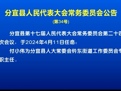 20240411 分宜县人民代表大会常务委员会公告（第34号）