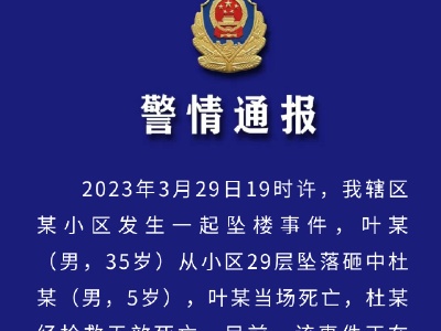 西安警方通报“男子坠落砸中男童”：进一步调查中-中新网
