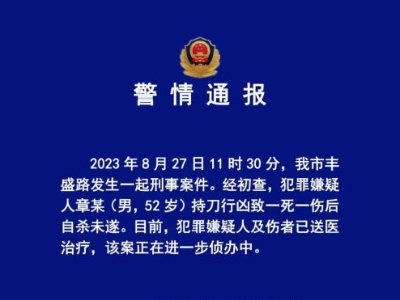 一男子持刀行凶致1死1伤后自杀未遂 西安警方通报-中新网