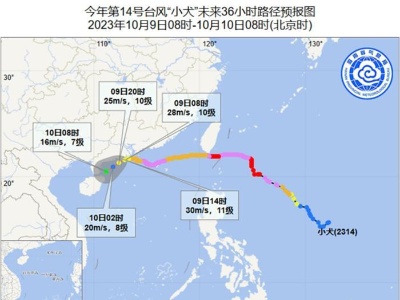 台风“小犬”或在海南岛东北近海减弱消失-中新网