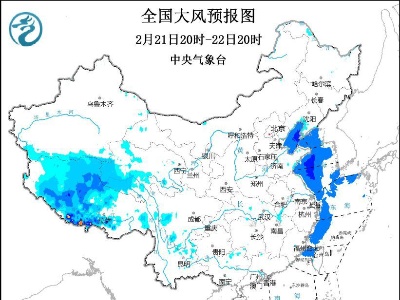 大风蓝色预警：西藏青海山东等地部分地区有7至8级阵风-中新网