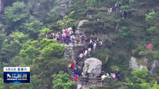 庐山风景区：游客观赏高山杜鹃  领略瀑布倾泻