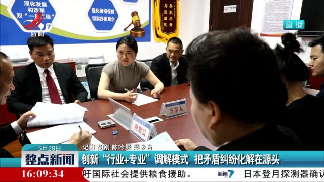 创新“行业+专业”调解模式 把矛盾纠纷化解在源头