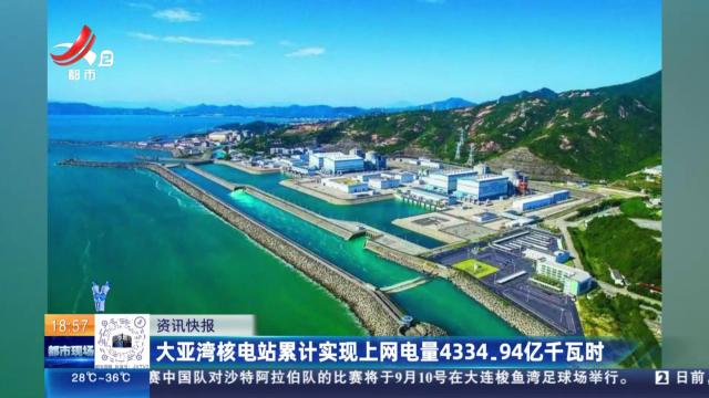 大亚湾核电站累计实现上网电量4334.94亿千瓦时