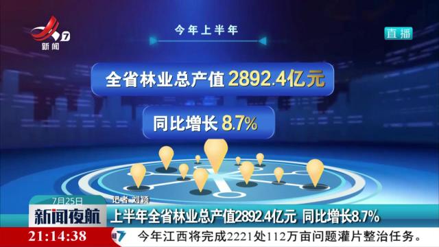 上半年全省林业总产值2892.4亿元 同比增长8.7%