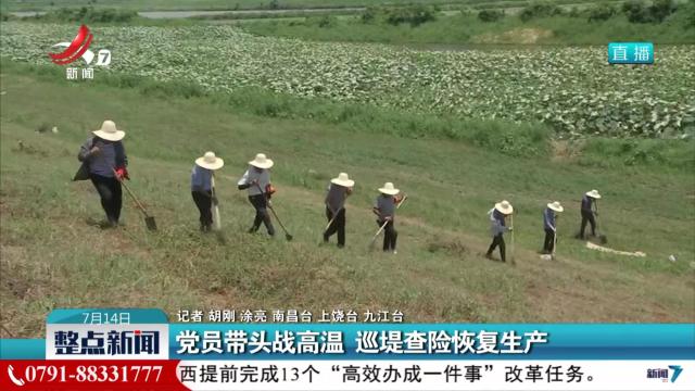 党员带头战高温 巡堤查险恢复生产