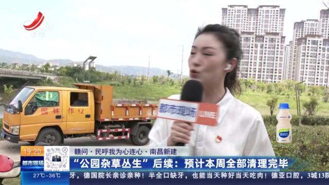 【赣问·民呼我为心连心·南昌新建】“公园杂草丛生”后续：预计本周全部清理完毕