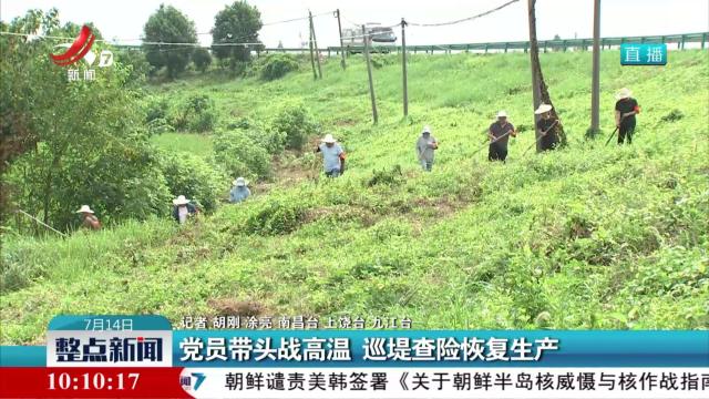 党员带头战高温 巡堤查险恢复生产