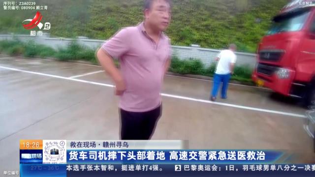 【救在现场】赣州寻乌：货车司机摔下头部着地 高速交警紧急送医救治