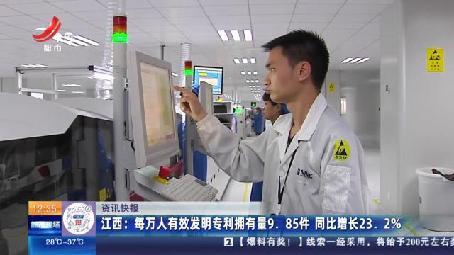 江西：每万人有效发明专利拥有量9.85件 同比增长23.2%