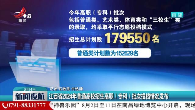 江西省2024年普通高校招生高职（专科）批次投档情况发布