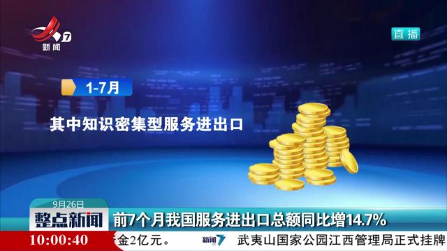 前7个月我国服务进出口总额同比增14.7%