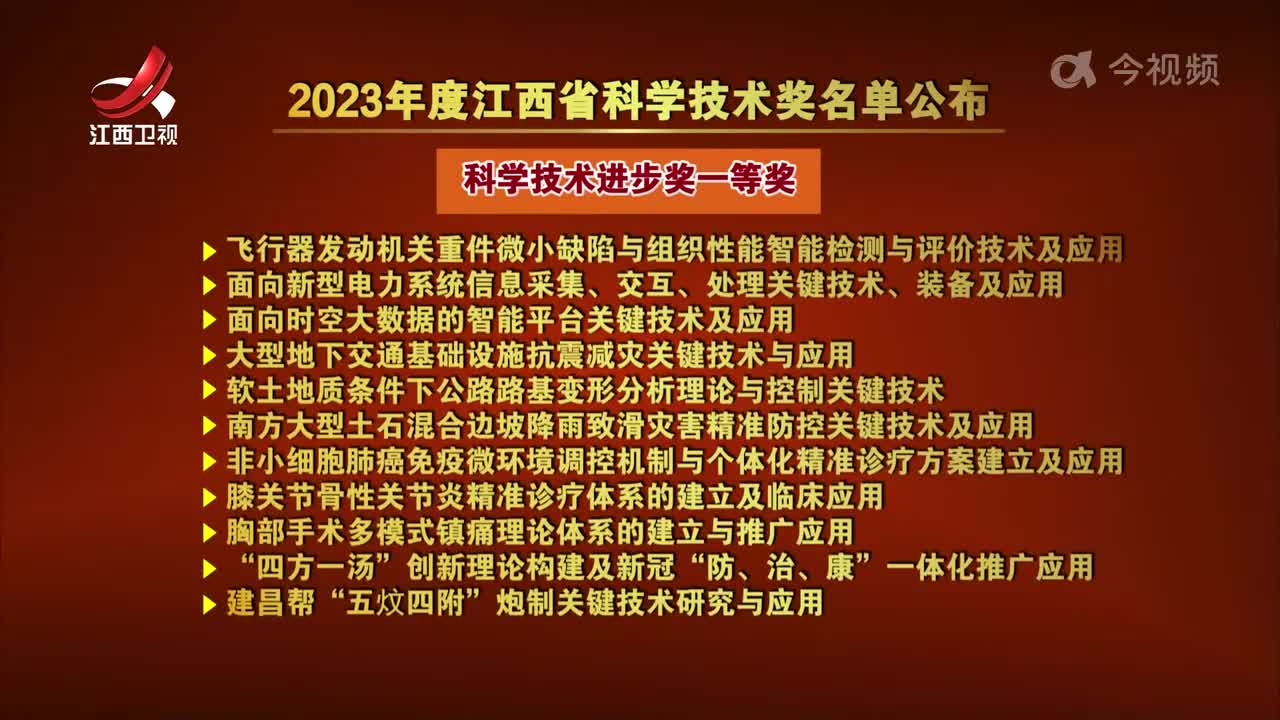 2023年度江西省科学技术奖名单公布